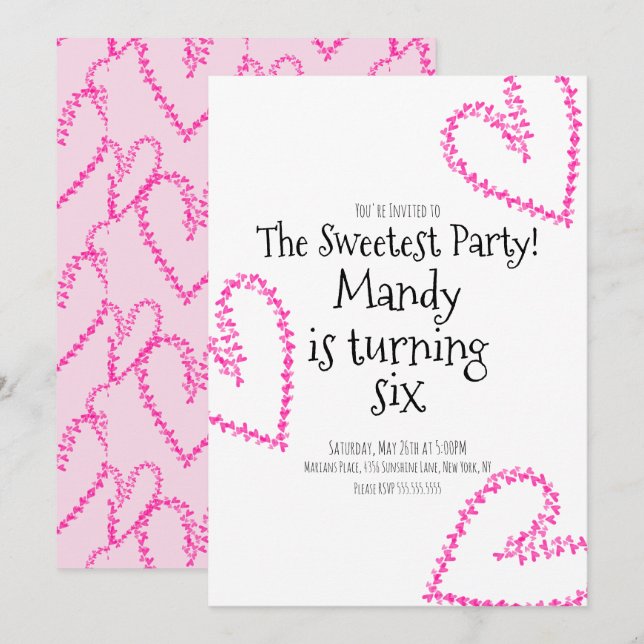 Invitation Aquarelle Coeurs Timbre Wreath Love Anniversaire (Devant / Derrière)