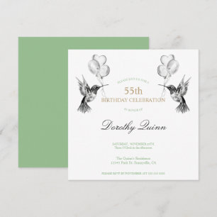 Invitation Aquarelle Colibri et ballons Anniversaire