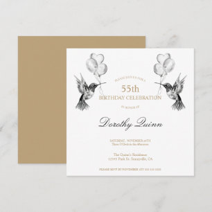 Invitation Aquarelle Colibri et ballons Anniversaire