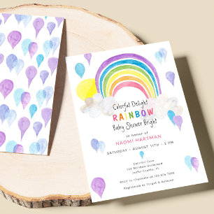 Invitation Aquarelle Colorée Arc-En-Ciel De Baby shower Amusa