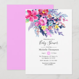 Invitation Aquarelle colorée Baby shower floral