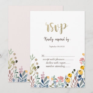 Invitation Aquarelle colorée Fleur sauvage Meadow