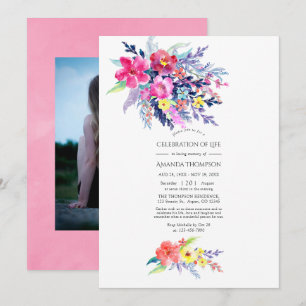 Invitation Aquarelle colorée Florale Célébration de la vie