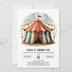 Invitation Aquarelle colorée Joy Circus Anniversaire