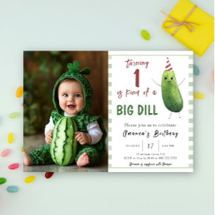 Invitation Aquarelle Concombre Gros Dill Premier Anniversaire