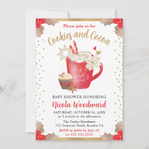 Invitation Aquarelle Cookies d'hiver et Baby shower de cacao