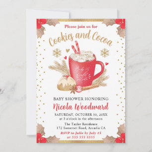 Invitation Aquarelle Cookies d'hiver et Baby shower de cacao