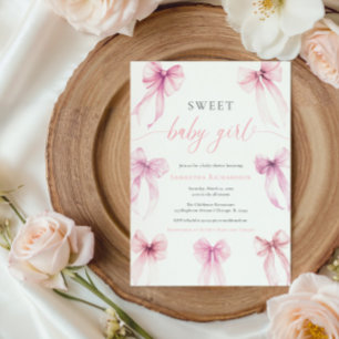 Invitation Aquarelle coquette rose arc doux bébé fille
