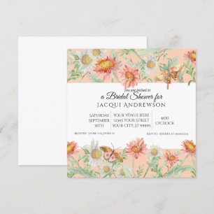 Invitation Aquarelle Corail Pêche ivoire Fête des mariées flo