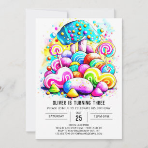 Invitation Aquarelle Cotton Candy Anniversaire de enfant