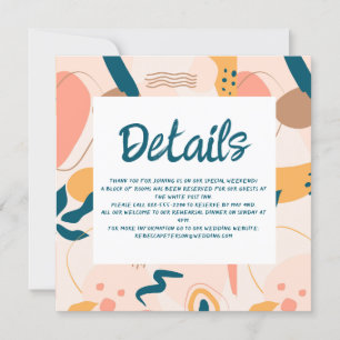 Invitation Aquarelle couleur Abstraite Détails du Mariage col