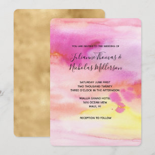 Invitation Aquarelle couleur or jaune rose pâle
