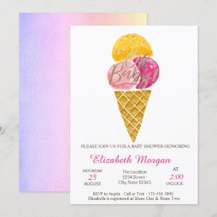 Invitation Aquarelle Crème glacée Oh Baby Baby shower d'été