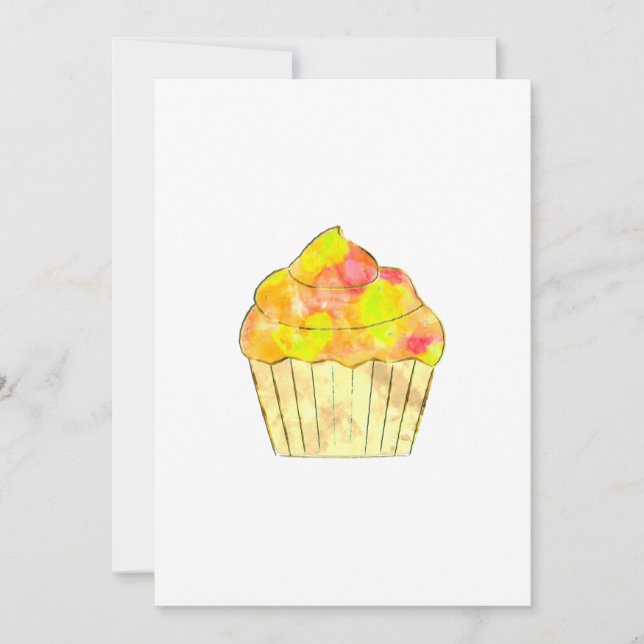 Invitation Aquarelle Cupcake Peinture (Devant)