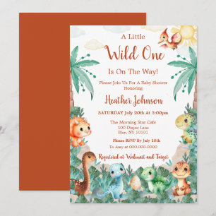 Invitation Aquarelle Cute Dinosaur Boy Baby shower
