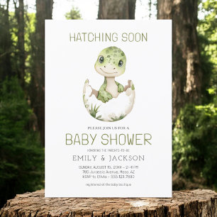 Invitation Aquarelle Cute Dinosaur Hatching Bientôt Baby show