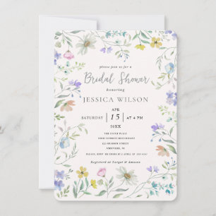 Invitation Aquarelle Cute Floral Meadow Fête des mariées