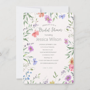 Invitation Aquarelle Cute Floral Meadow Fête des mariées