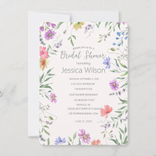 Invitation Aquarelle Cute Floral Meadow Fête des mariées