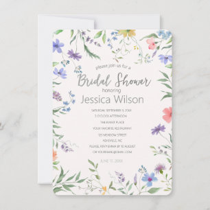 Invitation Aquarelle Cute Floral Meadow Fête des mariées