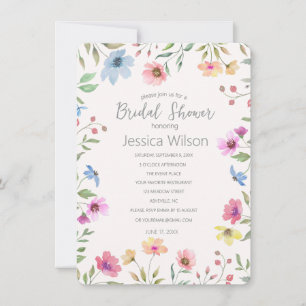 Invitation Aquarelle Cute Floral Meadow Fête des mariées