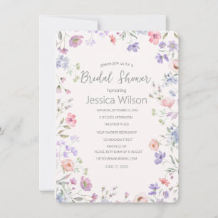 Invitation Aquarelle Cute Floral Meadow Fête des mariées