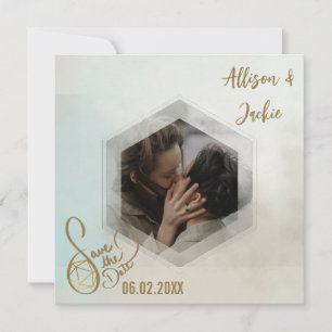 Invitation Aquarelle D20 Tabletop Photo Enregistrer la date I