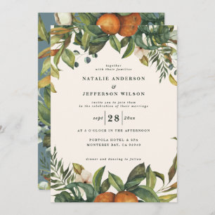Invitation Aquarelle d'agrumes d'orange mariage moderne botan