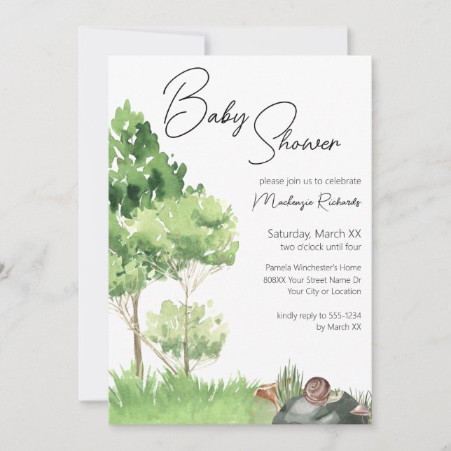 Invitation Aquarelle dans le Baby shower Park (Devant)