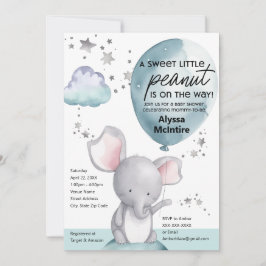 Invitation Aquarelle d'arachide Elephant Baby shower Invitati