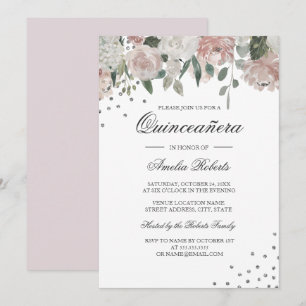 Invitation Aquarelle d'argent clair Quinceanera