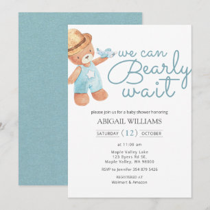 Invitation Aquarelle d'attente précoce Baby shower de l'ours