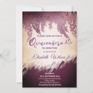 Invitation Aquarelle d'aubergine de la glycine d'automne