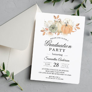 Invitation Aquarelle d'automne Citrouilles et fleurs