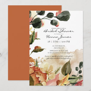 Invitation Aquarelle d'automne Fête des mariées florale