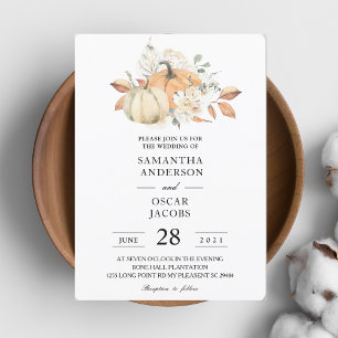 Invitation Aquarelle d'automne moderne Citrouilles & Fleurs