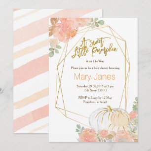 Invitation Aquarelle de baby shower rose et or