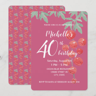 Invitation Aquarelle de baies de Currant Rouge peinte à la ma