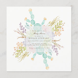 Invitation Aquarelle de bouquet Succulente   BABY SHOWER