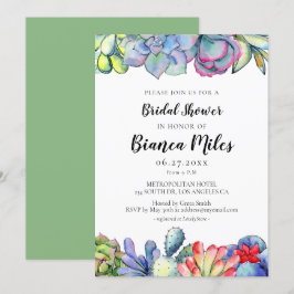 Invitation Aquarelle de cactus succulente Douche nuptiale