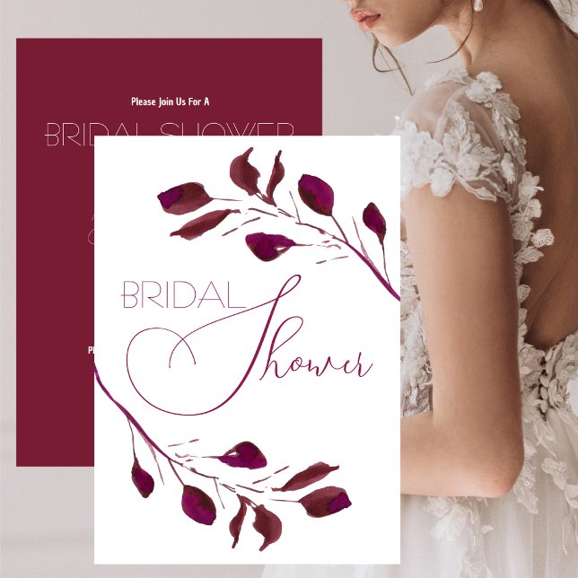 Invitation Aquarelle de canneberge Fête des mariées florale (Créateur téléchargé)