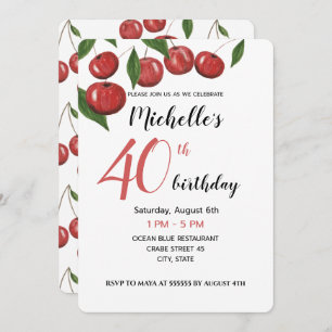 Invitation Aquarelle de cerises douces peinte à la main