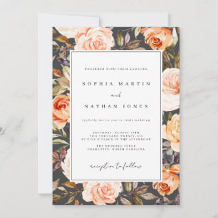 Invitation Aquarelle de chute de gris orange brûlé Mariage fl