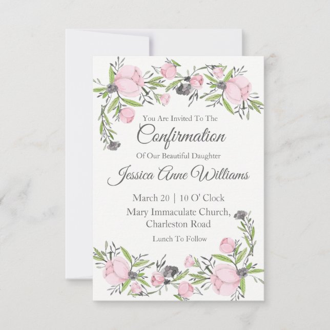 Invitation Aquarelle de confirmation (Devant)