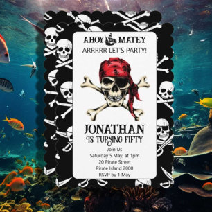 Invitation aquarelle de fête d'anniversaire de pirates