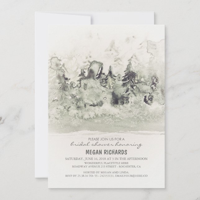 Invitation Aquarelle de Fête des mariées de bois rustique (Devant)