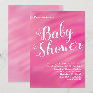 Invitation Aquarelle de fille Baby shower rose vif