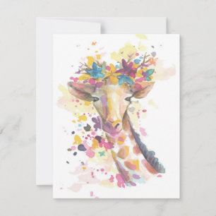 Invitation Aquarelle de Giraffe colorée Cadeau parfait