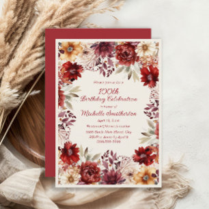 Invitation Aquarelle de la crème bourguignonne Floral 100e an