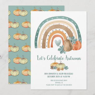 Invitation Aquarelle de la fête d'automne Citrouilles arc-en-
